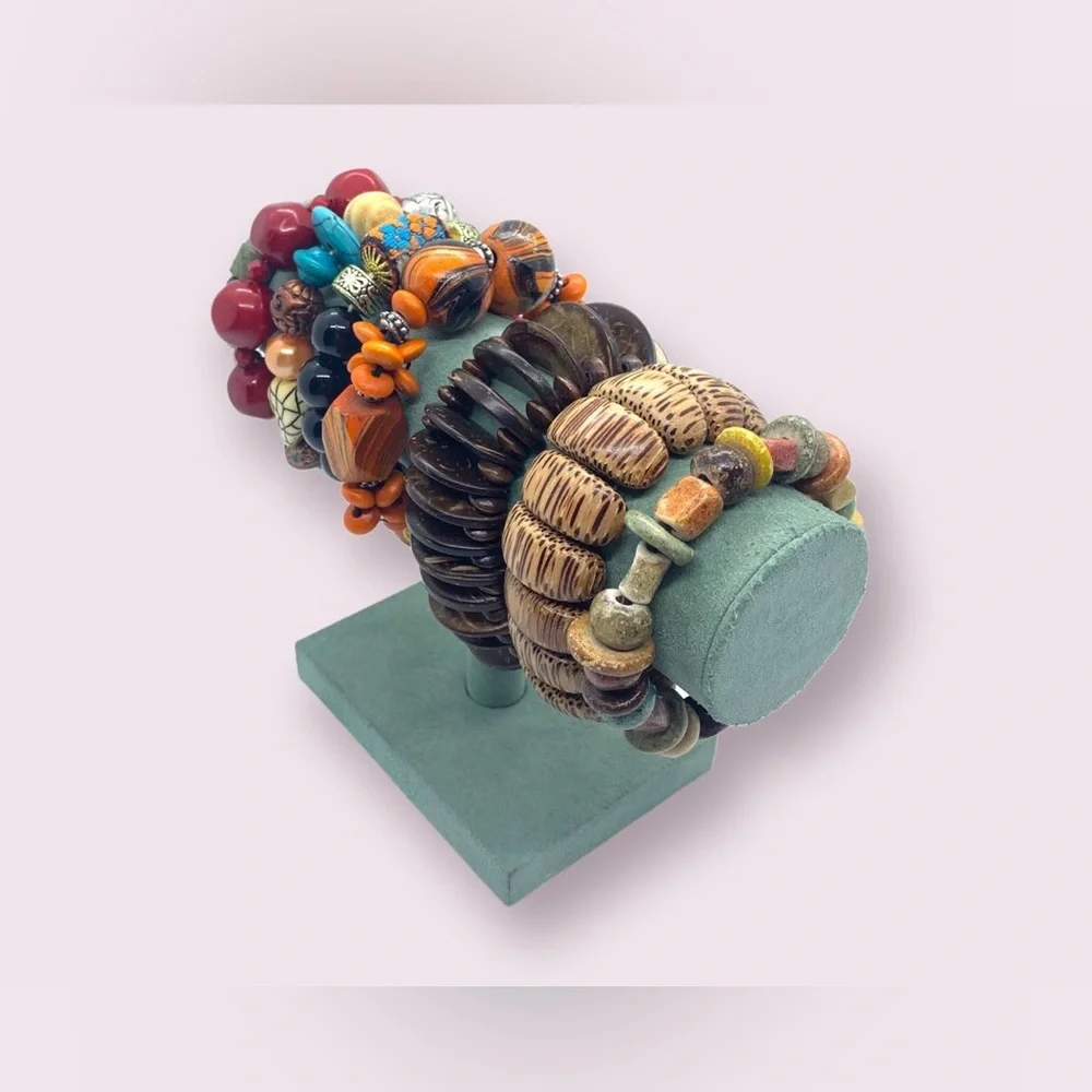Retro Colourful Beaded Bracelets Mixed Jewelry Lot - Picture 5 of 9